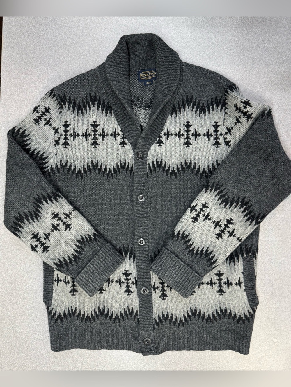 Pendleton Men's Gray Shawl Collar Sonora Cardigan Sweater